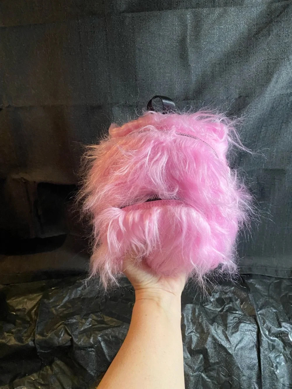 Sugar Thrillz Pink Fuzzy Kids Backpack - Picture 4 of 6